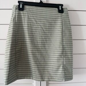 Brandy Melville Sage Green Plaid A-Line Skirt